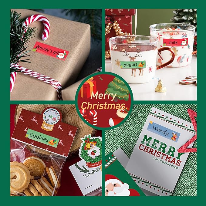 NIIMBOT Thermal Label Stickers (0.55''x1.96'') 130 Sheets/Roll with Christmas Elements, Personalized Refill Tape for D11/D110/D101 Label Makers, Waterproof