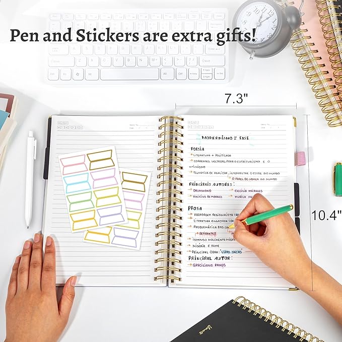 Thick 360 Pages Spiral Notebook Journal for Women with Pen, B5 Leather 5 Subject Hardcover College Ruled Note Book, Journaling Notebooks for Writing Work School, Pink