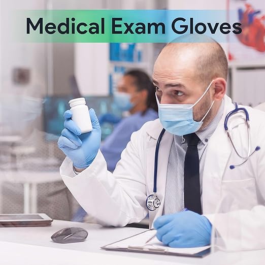 Medical Exam Blue Nitrile Gloves Medium 1000 Count - 3 Mil Powder and Latex Free Disposable Gloves - Case of 10 Boxes of 100