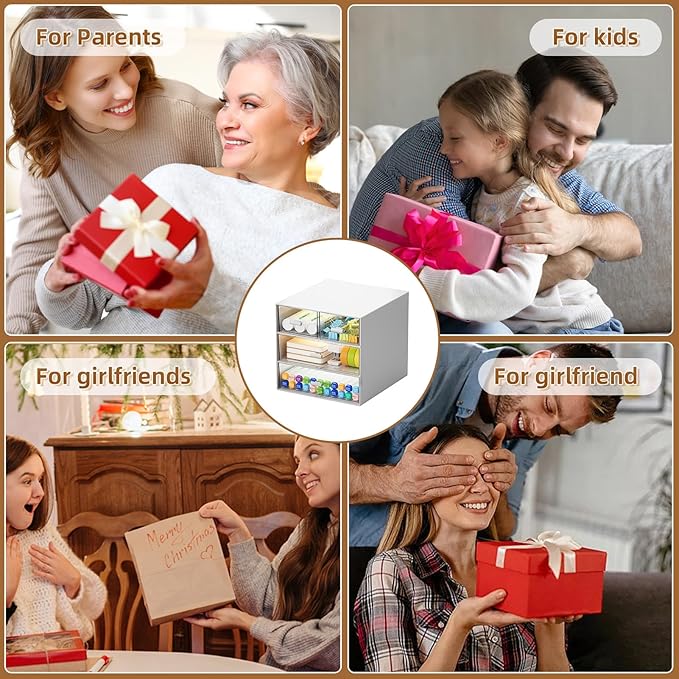 Marbrasse Desk Organizer with 4 Drawers，Office Organization, Clear Plastic Desk Organizers and Storage, Desktop Organizer for Office School Home (White-4 Drawers)