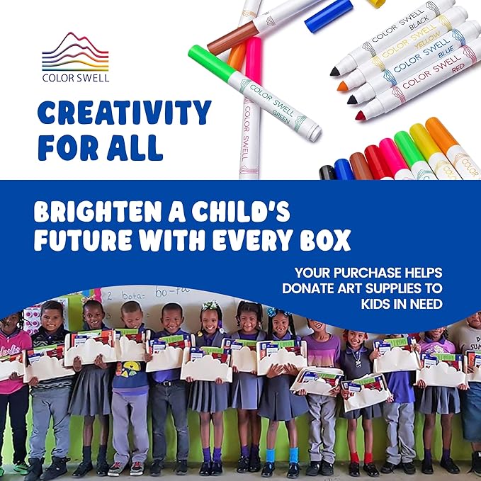 Color Swell Washable Bulk Markers 10 Boxes of 8 Vibrant Colors Are Perfect for Teachers, Kids, Parties, and Classrooms
