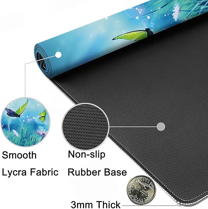 MIOAOSRT Desk Mat,Butterflies in Mystic Forest Large Gaming Mouse Pad with Stitched Edges,Non-Slip Computer Mouse Pad for Desk,Extended XXL Keyboard and Mouse Pad 35.4x15.75 in