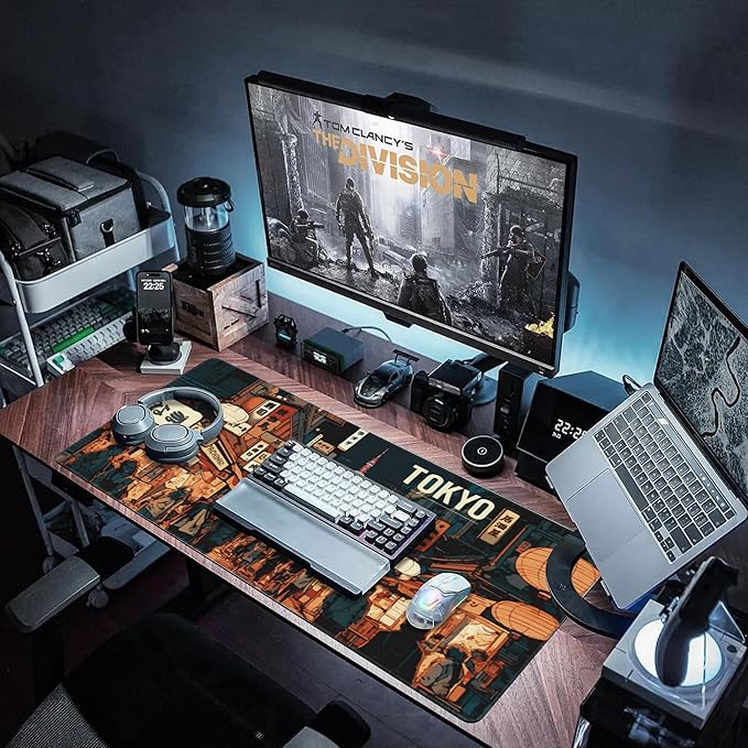 Large Gaming Mouse Pad, Japan Tokyo Yokocho Vintage Street Desk Mat for Desktop, Non-Slip Rubber Base Stitched Edges Long Computer Keyboard Mouse Mat Desk Pad for Home Office 35.4"X15.7"