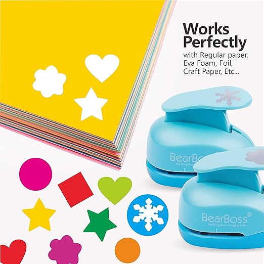 6 Craft Hole Punch Shapes 1 Inch Paper Punches for Crafting Handmade Scrapbooking Punches Mix Shapes Designs for Kindergarten Teacher Office Supplies Kids by BearBoss
