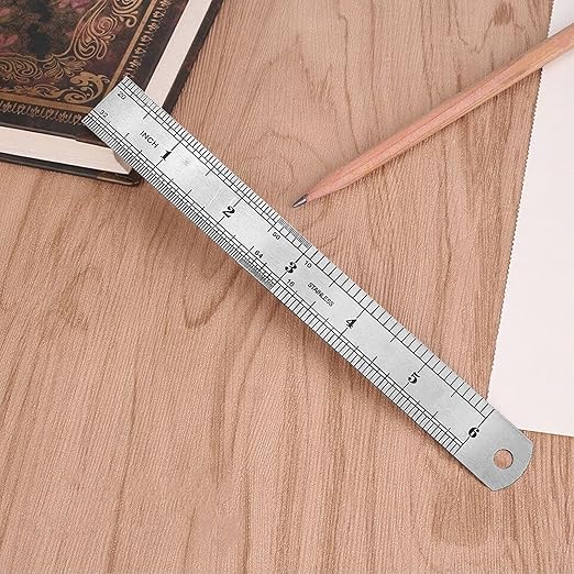 Stainless Steel Ruler Set, 12 Inch and 6 Inch Metal Straight Edge Rulers for Craft, Office and Engineering, 4-Pack