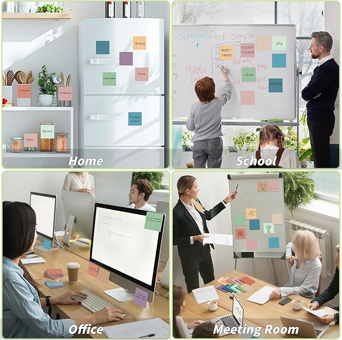 Vintage Sticky Notes 3x3 12 Retro Colors Posted Note 60 Pads Adhesive Paper Memo Pads 56 Sheets/Pad Self-Stick Note Bulk Easy to Stick for Back to School Teacher Student, Office Supplies