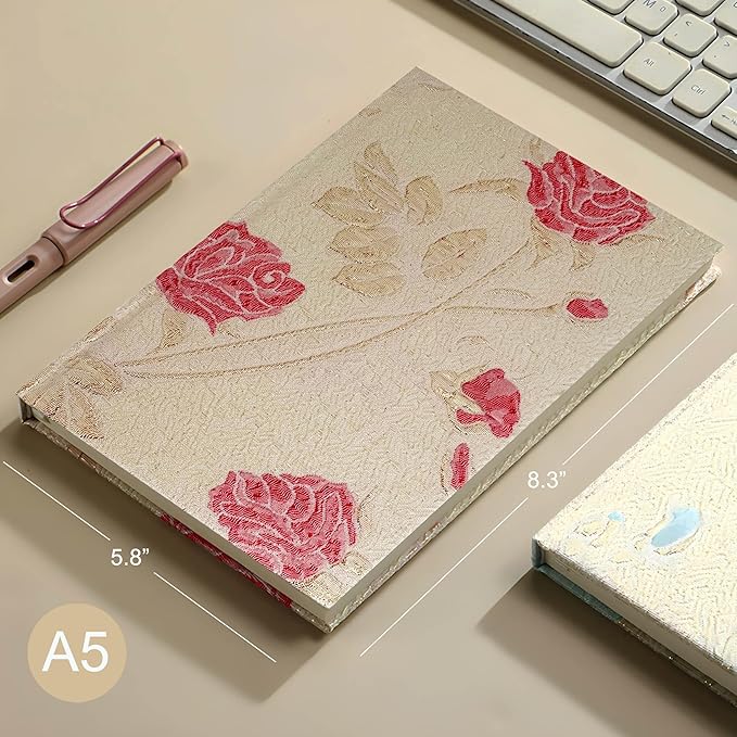 Journals for Women, Wide Ruled, A5, 6x8, Hardcover, Lay Flat, Writing Notebook, Personal Journal, Husband and Wife Journal, Anniversary Journal, Wedding Notebook, Red Rose Gifts for Her