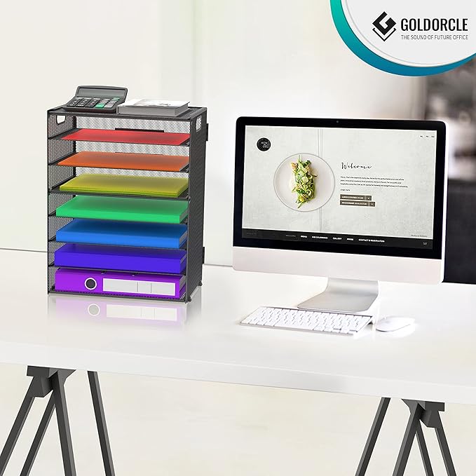 8 Tier Paper Letter Tray Organizer with Handles, Mesh Desk File Holder Storage Organization for Office School Desktop