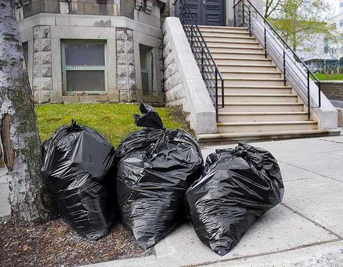 Veska 55-60 Gallon Trash Bags Heavy Duty (MegaValue 100 Bags w/Ties) 50-60 Gallon Large Black Garbage Bags Heavy Duty | Large Black Trash Bags for Commercial, Lawn and Leaf Bag