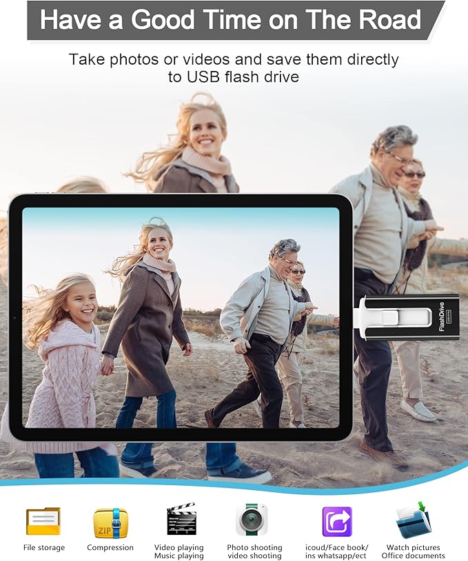 Sunany Flash Drive 512GB Thumb Drive USB Memory Stick High Speed External Storage USB Stick Photo Stick for Phone, Pad, Android, PC and More Devices (Black)