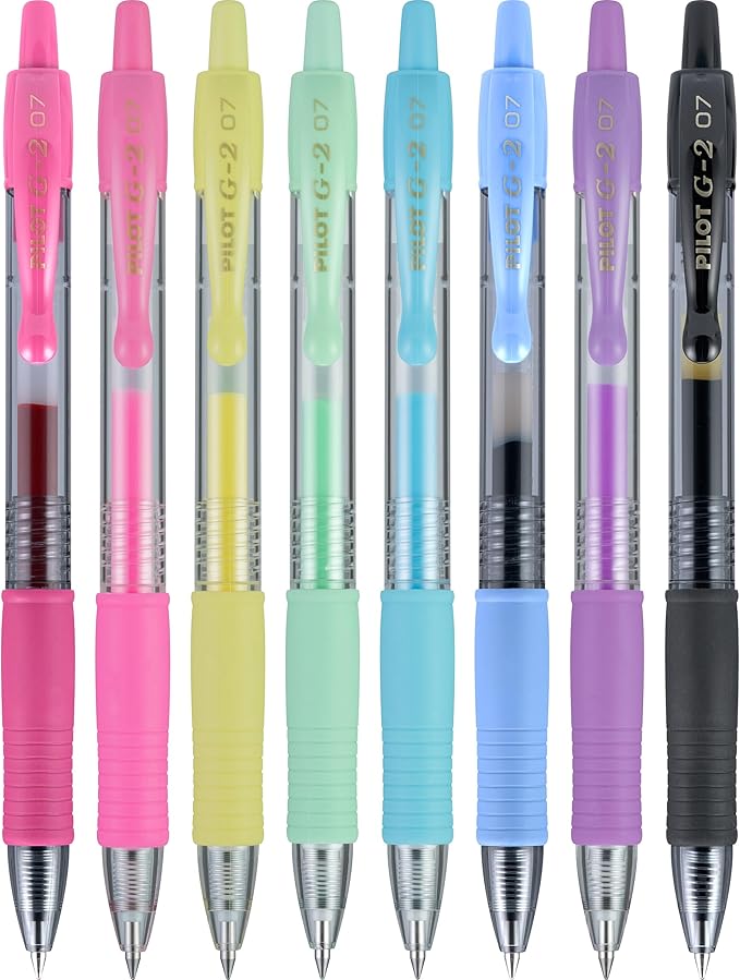 Pilot G2 Premium Gel Pens, Gel Roller Pens, Fine Point 0.7 mm Assorted Colors Pack of 8