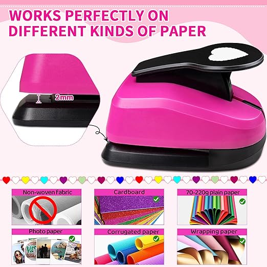 Heart Punch, 2 Inch Scalloped Heart Paper Punch, 50mm Scalloped corazón Shapes Hole Puncher for Paper Crafts Valentine's Day Scrapbooking Greeting Card DIY Albums