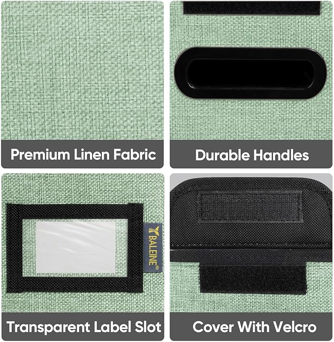 BALEINE File Organizer Box with Lid, Collapsible File Folder Organizer with Plastic Slide, Hanging File Folder Box for Office Document Storage (2 Pack, Green, S)