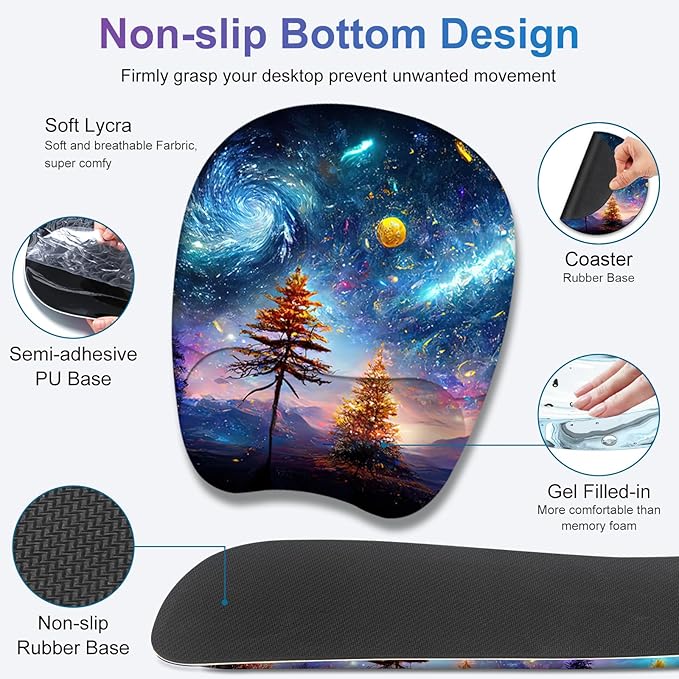 4 in 1 Large Mouse Pad, Keyboard Wrist Rest Set, Ergonomic Mouse Pad with Wrist Support, Desk Mat with Stitched Edges，Extended Desk Pad Waterproof Desk Mat for Home Office Game I Colorful World