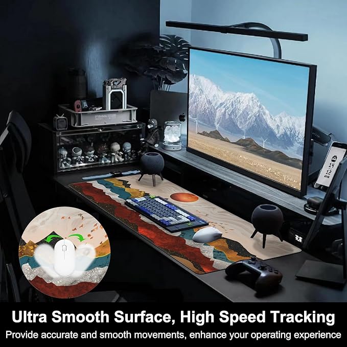 Mouse Pad, Large Colorful Precious Mountains Desk Mat, Extended Non-Slip Gaming Keyboard Mousepad Desk Pad, Thick Stitched Edges Waterproof Mouse Mat 31.5"x15.7" (Beautiful Landscape)