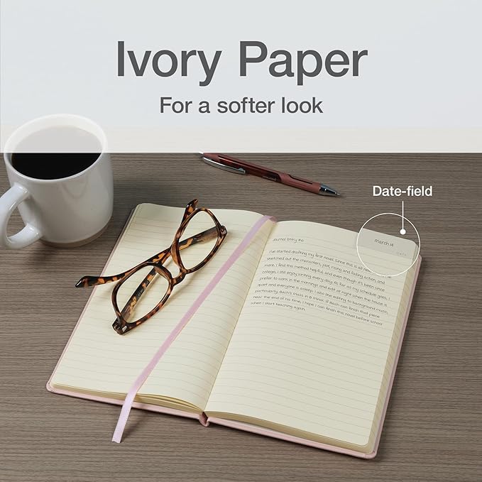 Oxford Journal, Lined Writing Notebook, Writer's Journal, Classic Notebook for School or Office, 240 Pages, 5" x 8.25", Hardcover, Blush (75501)