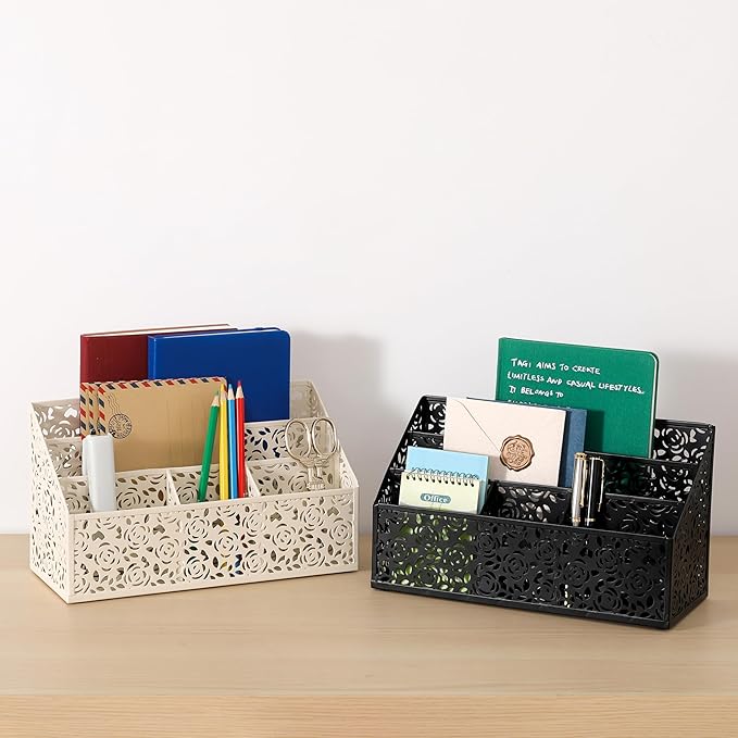 Mail Organizer Countertop, Modern Mail Holder Countertop, Desk Organizers and Accessories, Boho Desk Accessories, Bill Mail Papers Letters Organizer, Mail Sorters, Pencil holders(Black)