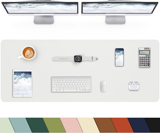 Extra Large Desk pad, Leather Desk Pad Protector,Office Desk Mat,Mouse Pad, Non-Slip Desk Blotter, Laptop Desk Pad, Waterproof Desk Writing Pad for Office&Home (Ivory White, 55" x 17")