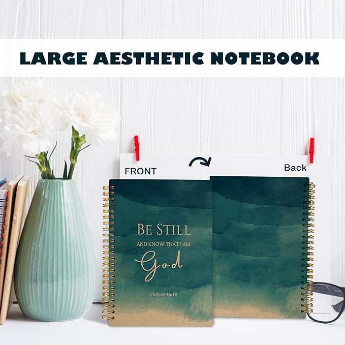 Be Still and Know That I am God Christian Notebook Journal, Christian Gifts for Women, Bible Notebooks for Note Taking, Bible Journaling Notebook, Blue Hardcover Spiral Notebook 5.5x8.3 kraft paper
