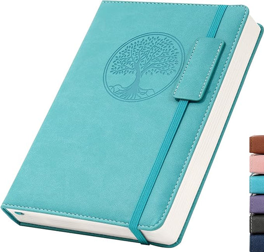 CAGIE Lined Journal Notebook for Women Hardcover Leather Journaling Notebook, 256 Pages A5 Notebook Journals for Writing Work Girls Diary, 5.7"x8.3"