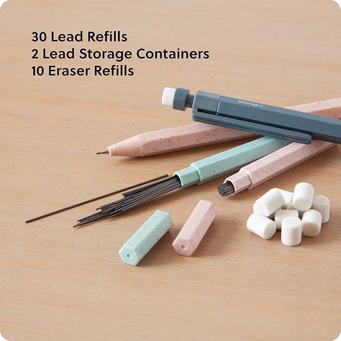 U Brands U-Eco Recycled Mechanical Pencil Set, Bulk Mechanical Pencils 0.7mm, Speckled Brights, Medium Lead, School Supplies, 10 Pack
