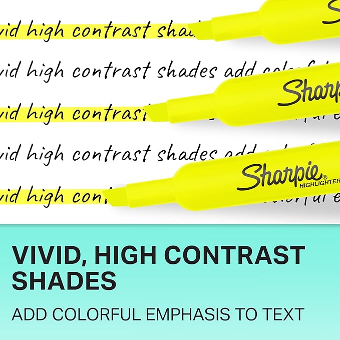 Sharpie Tank Style Highlighters Chisel Tip Fluorescent Yellow 36 Count