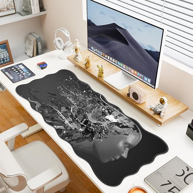 Gaming Mouse Pad, Large Mouse Pad XXL 35.4×15.7in, Extended Computer Keyboard Mouse Mat Desk Pad for Laptop with Stitched Edges, Waterproof Mousepad for Gamer Home&Office Women