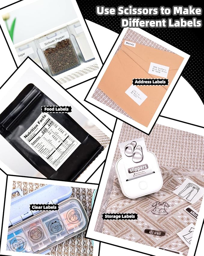 Memoking Sticker Printer - Mini Printer T02 Thermarote Mini Inkless Label Makers Thermal Sticker Maker Machine for Children Students, Compatible with Phone & Tablet, White