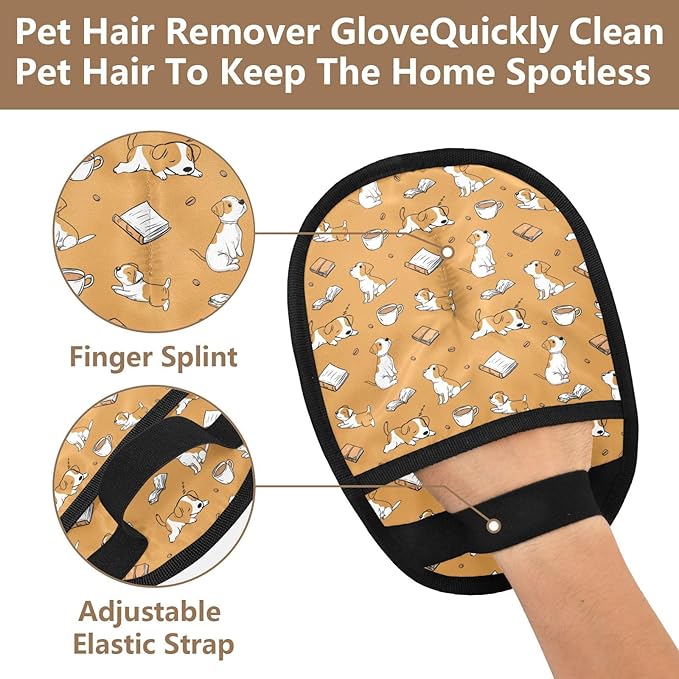 I·D Good Figure Pet Grooming Gloves Reusable Dog & Cat Hair Remover for Furniture, Car Interiors Multi-Surface Deshedding Tool for Carpets, Bedding & Home Cleaning