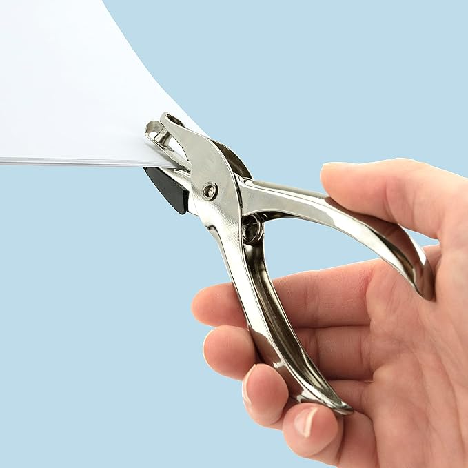 Rapesco 1739 Pack of 3 Single Hole Punch Pliers, 10 Sheet Capacity, Silver 1 Hole Puncher for ID Cards, Paper,Crafts, Art Projects, Easy Punching Card Stock and Chipboard
