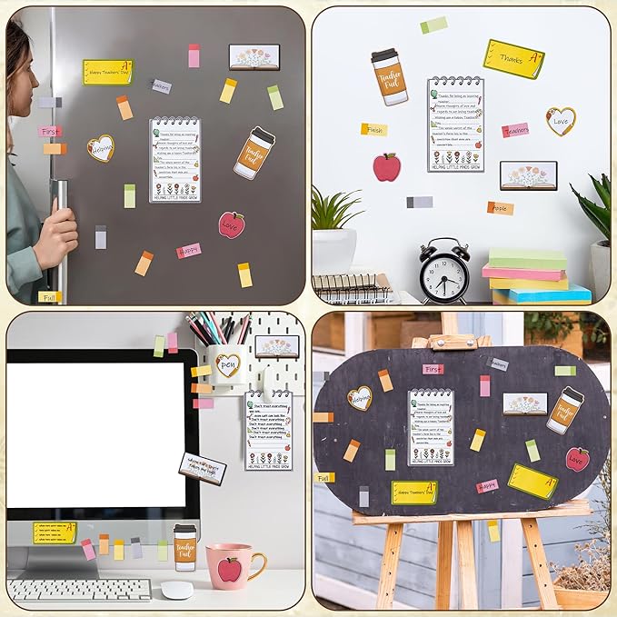 Xqumoi Retro Wildflowers Teachers Sticky Notes Set - Teacher Plant Seeds Self-Stick Note Pads Teacher Appreciation Notepads Writing Memo Pad Page Marker Back to School Office Supplies Thank You Gift