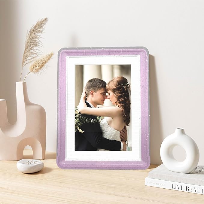 1-Pack 5x7 Picture Frame or 4x6 with Mat – Shatterproof Plastic Photo Frame for Family, Nursery & Playroom, Wall & Tabletop Picture Frames for Home Office, Safe Lightweight Design, in Crystal Pink