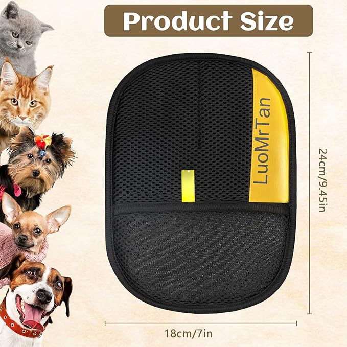 LUOMRTAN 2 Pack Pet Hair Removal Gloves, Reusable Electrostatic Pet Hair Remover, Newly Upgraded Efficient Lint Remover Tool for Dog & Cat Hairfor Couch, Furniture, Car Seat, Carpet, Clothing