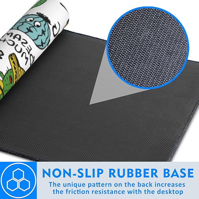 Large Extended Mouse Pad Art Cartoon Cactus Desk Mat,Large Gaming Mouse Pad,Big Desk Pad with Thick Stitched Edges Suit for Home Office or Gaming 35.4x15.7 Inch