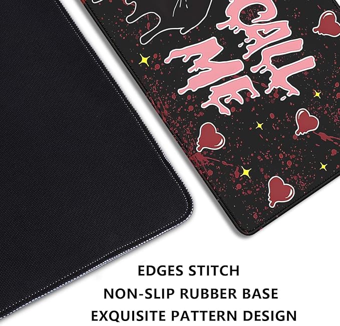 Call Me Mouse Pad Ghostface Desk Pat,Mouse Mat Large Desk Mat for Desktop,Stitched Edges Non-Slip Waterproof Rubber Base Mous Mat for Office Computer Keyboard Laptop and Home(27.5X11.8 in)