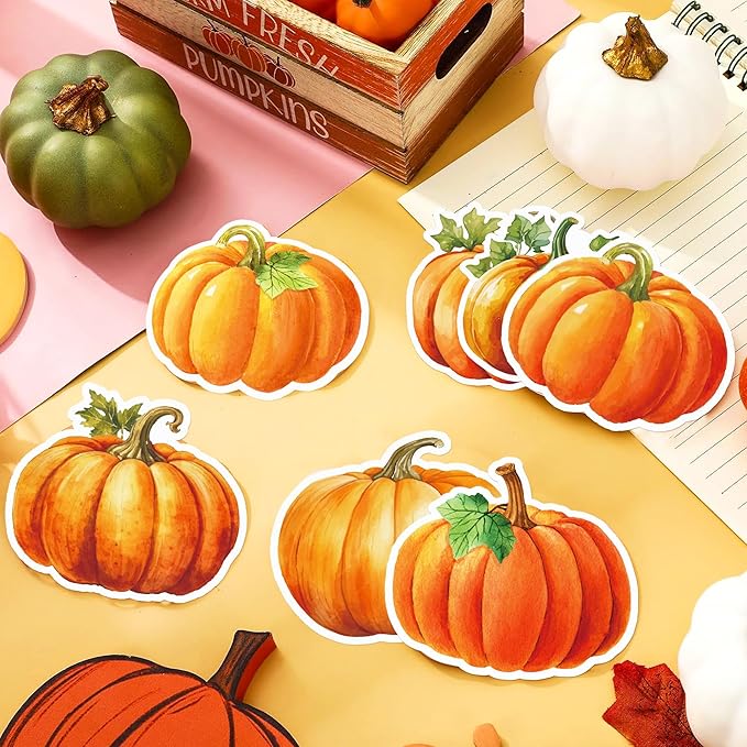 240 Pcs Pumpkin Sticky Notes 12 Designs Pumpkin Notebook Colored Sticky Notes Pads Pumpkins Sticky Note Self Stick Notes Memo Pads for School Office