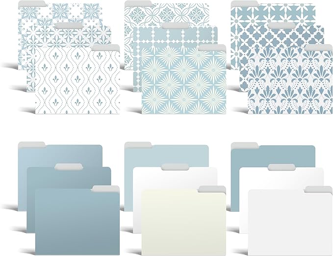 Better Office Products Decorative File Folders, 18 Pack, 9 Soft Floral Designs + 9 Matching Solid Colors, Heavyweight, Letter Size (9.5" x 11.5") with 1/3 Cut Tab, Laminated, Fashion Folders