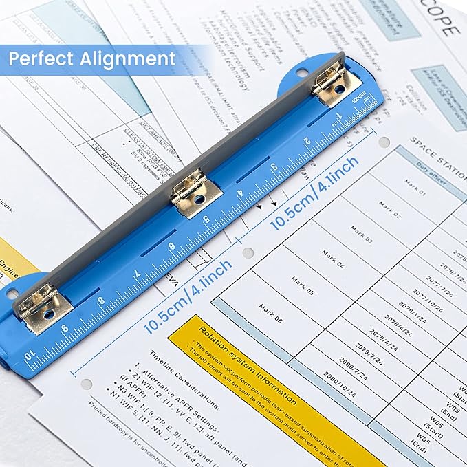 Eagle 3 Hole Punch, Portable Ring Binder 3 Hole Punch, Paper Puncher with Integrated Ruler, 5 Sheets Capacity, for Ring Binders, Office and School Supplies (Blue)