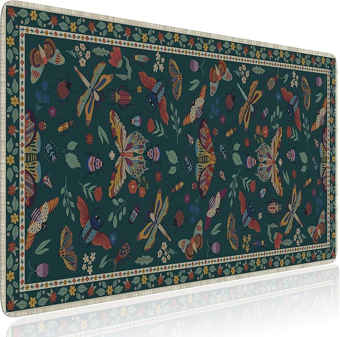 HAOCOO Desk Mat for Keyboard and Mouse, Large Mouse Pad for Desk, Non-Slip Keyboard Mat with Edge Stitching, XXL Mouse Pad for Office (Dark Green)