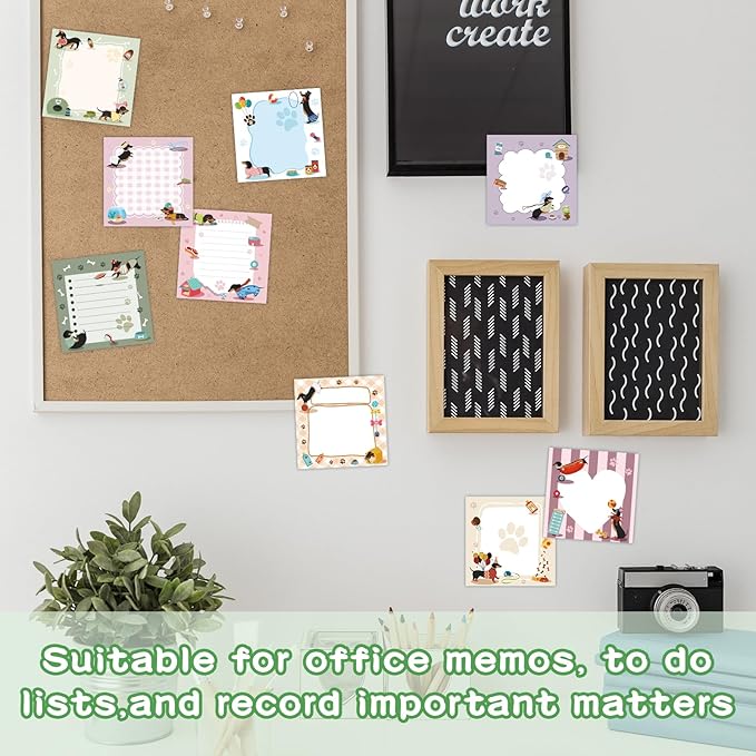 9 Pcs Cute Dachshund Notepads 3" x 3" Self-Adhesive Note Pads Fun Memo for Work Office Supplies School Home - 450 Sheets Reusable Dachshund Sticky Notes