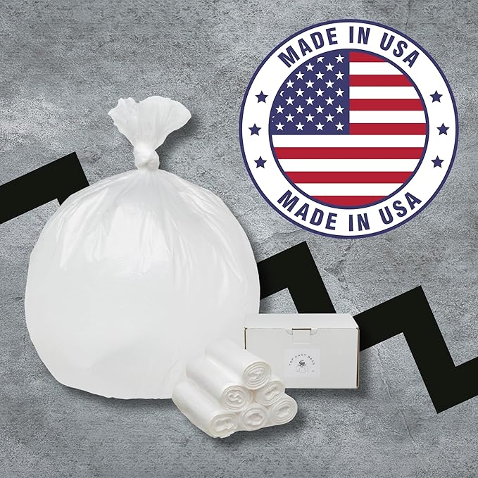 Top Knot Bags 33 Gallon Garbage Trash Bag 33X40" Clear 150 Count Can Liner Bulk 30 Gallon 31 Gallon 32 Gallon 34 Gallon 35 Gallon Made in USA