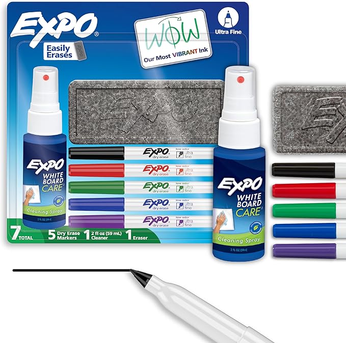 EXPO Low Odor Dry-Erase Marker Set Ultra Fine Tip Assorted Colors 5 Count