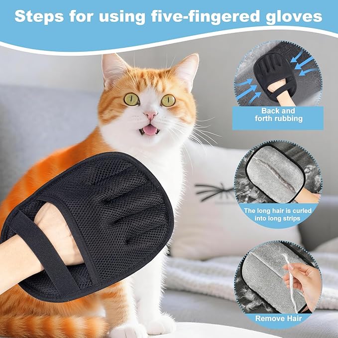 FilozooKora Pet Hair Removal Tool for Cats & Dogs, 2025 New Upgraded Electrostatic Gloves for Pet Hair, Reusable Pet Hair Remover Tool for Couch, Furniture, Carpet, Curtain & Car Seat (Pink)