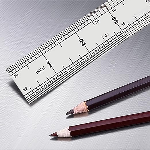 16 Inch Stainless Steel Ruler, Metal Straight Edge Ruler with Metric and Imperial Scales for School, Office, Workshop, 2-Pack