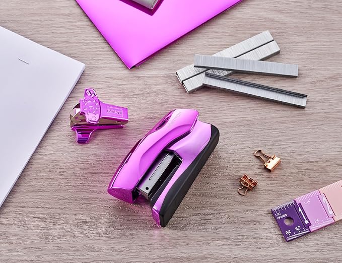Bostitch Office Heavy Duty 40 Sheet Stapler with 1250 Staples & Claw Remover, Small Stapler Size, Fits into The Palm of Your Hand, Value Pack, Metallic Purple (B175-PURPLEM-VP)