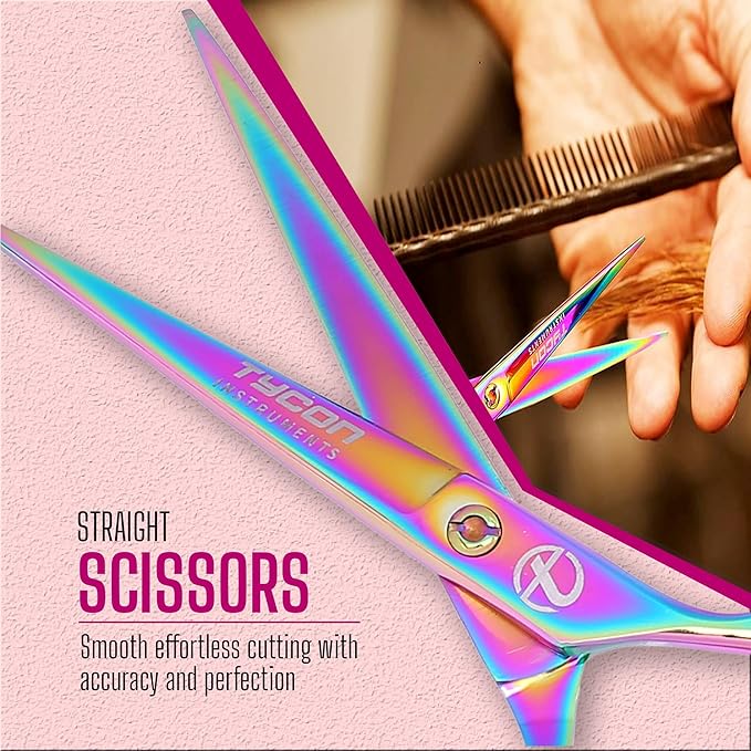 Tycon Hair Cutting Scissors Professional 6.5" – Japanese Stainless Steel, 2.7" Razor Edge Blade Barber Scissors – Ergonomic design - Precision Hair Scissors for Smooth Cutting - Salon & Personal Use