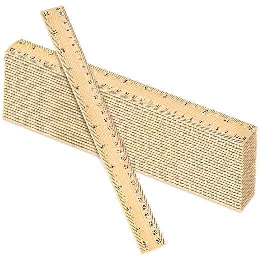 24 Pack Wooden Ruler 12 Inch, Rulers Bulk for Classroom, Wood Ruler with Centimeters and Inches, 2 Scale Measuring Rulers for Kids Students Teacher, Ideal Back to School Office Home Supplies