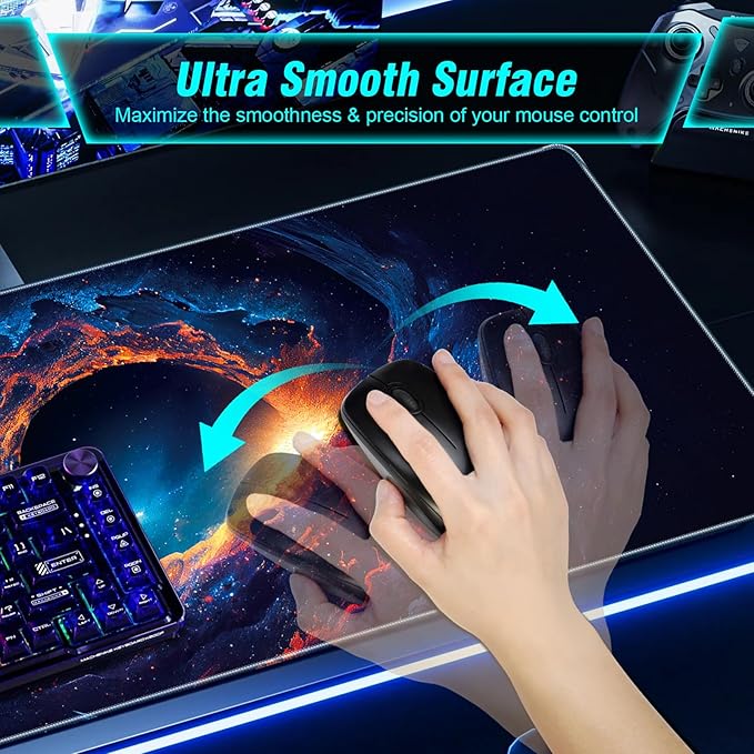 Space Nebula Theme Gaming Mouse Pad, Cool Style Mouse Pad, Comfortable Rebound Smooth Fabric Surface & Non-Slip Rubber Base, Excellent Control & Stability Gaming Desk Mat