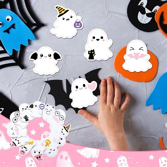 Yinder 24 Pads Cute Sticky Notes Kawaii Fun Animal Sticky Notes Pads Bulk Cartoon Memo Self Adhesive for Veterinary Gift Office School Tab Party Supplies(Ghost)