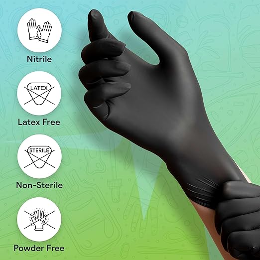 Black X Small Nitrile Gloves Case of 1000 - Medical Grade - Latex-Free, Powder-Free - Disposable Nitrile Gloves - Medical Exam, Lab, and Industrial Use